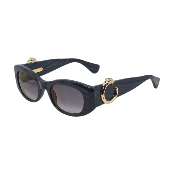 CARTIER.....Elegant CARTIER DARK STRIPED  Sunglasses with Gold Accents main image 7